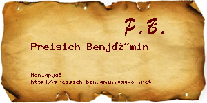 Preisich Benjámin névjegykártya