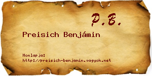 Preisich Benjámin névjegykártya